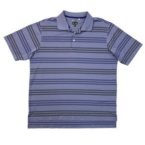 Adidas Golf Shirt Mens L Large Purple Striped Climacool Performance Polo